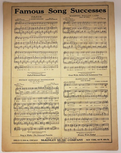 Sheet Music: Popular Pieces #1536 "Drifting" Reverie Wm. Orr 1913(SM2) - Picture 4 of 6