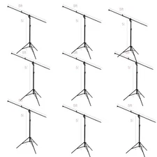 Pack Of 9 5ft Photo Studio Boom Arm Light Stand, Adjustable, Tripod Base