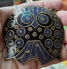 MCM Brass Enamel Owl Pendant Champleve Lee Bernay Pendant Necklace — photo 2