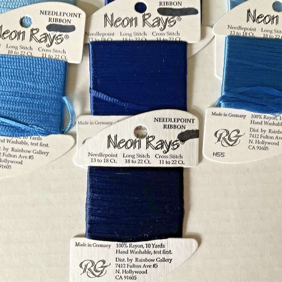 Rainbow Gallery Needlepoint Embroidery Thread Lot 7 Neon Rays Shades of Blues - Image 4 of 4