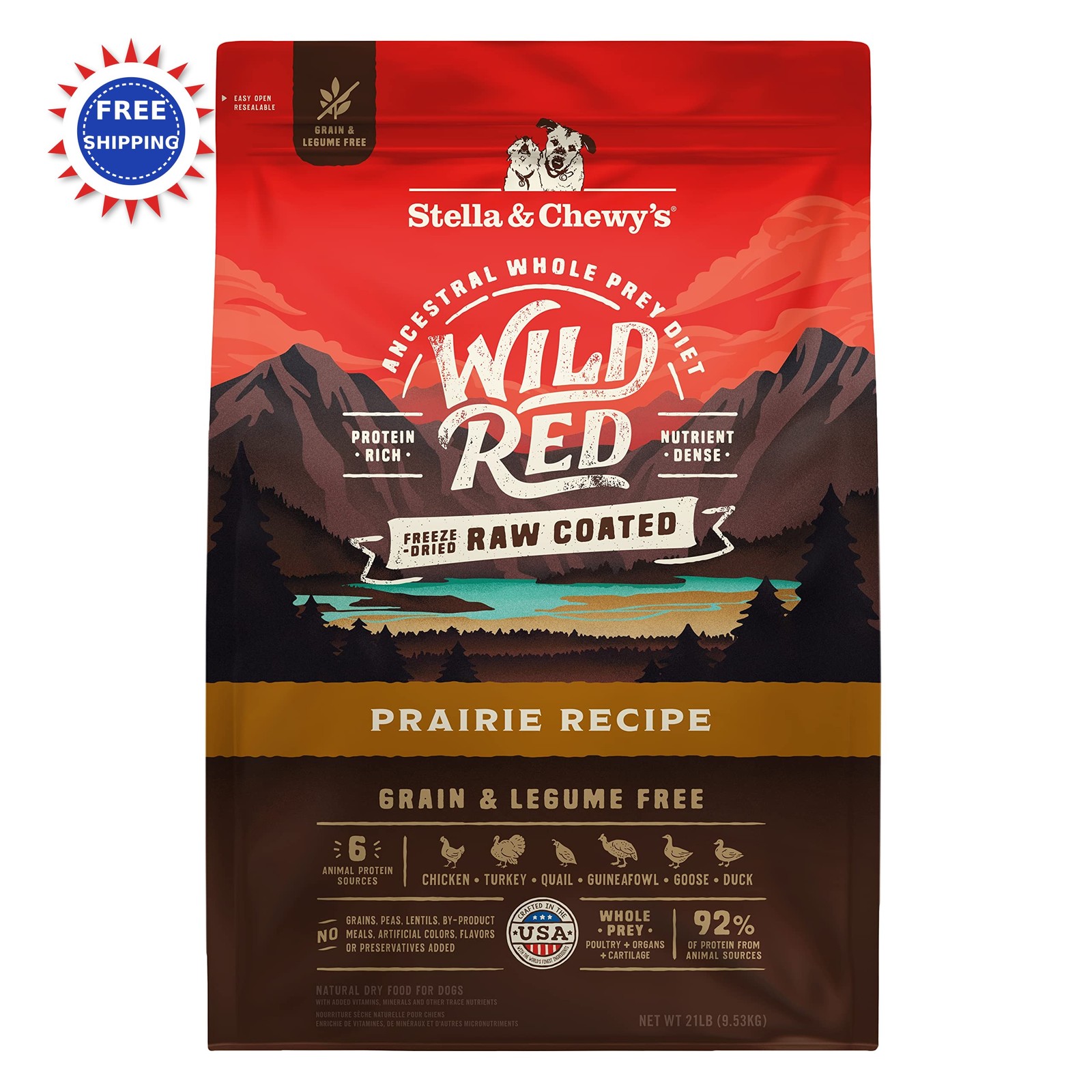 Stella & Chewy S Wild Red Dry 21 Lb Bag Grain Legume Chewys Coated