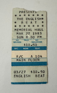 Concert Ticket English Beat/R.E.M. Dave Wakeling Autograph Mar 27, 1983 Alt Rock