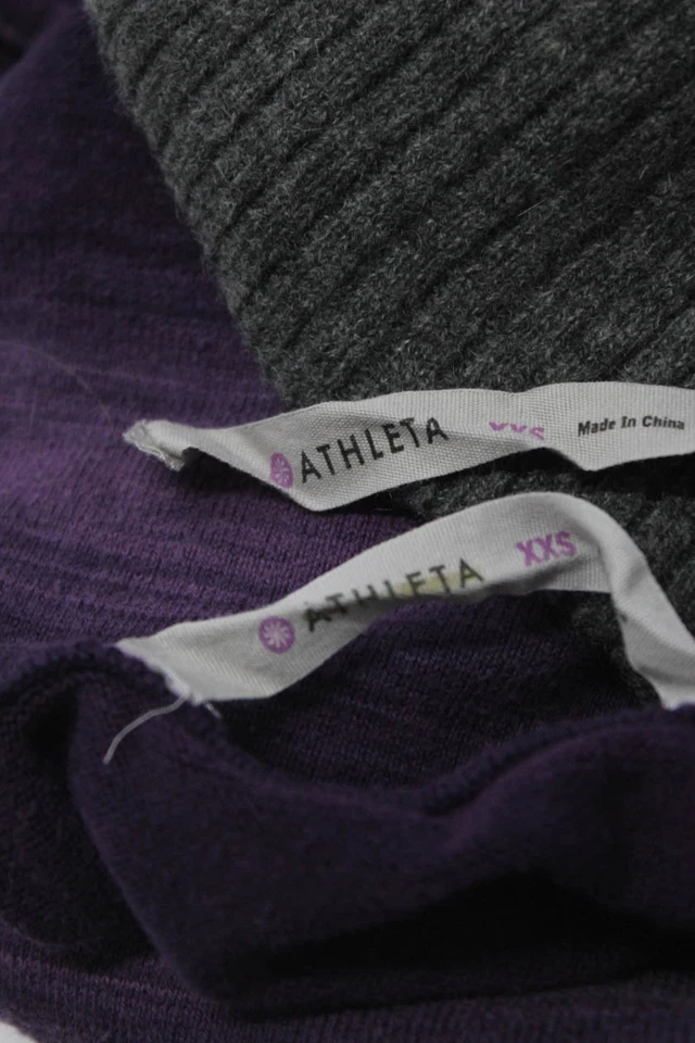Suéteres Athleta Mujer Manga Larga Cuello Capucha Gris Púrpura Talla 2XS Lote 2 Foto 3 de 3