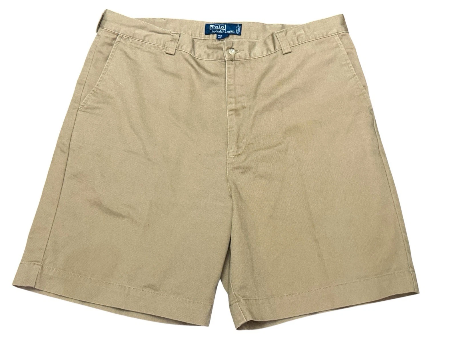 Polo Ralph Lauren Classic Chino Shorts Mens 38 Khaki Cotton Flat Front Casual