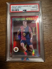 Fermin 2024-25 Topps Chrome UEFA UCC Red Prism Refractor /5 PSA 10 🔥POP 1 🔥