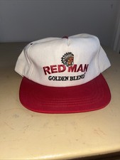 Vtg RED MAN Golden Blend Snapback Hat Tobacciana Promo K PRODUCTS USA Made