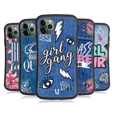 HEAD CASE DESIGNS BEDRUCKTE DENIM STOFFE HYBRID HUELLE FÜR APPLE iPHONES HANDYS