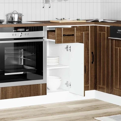 Armoire de cuisine Lucca chêne marron bois ingénierie meuble d'évier vidaXL - Photo 1/3