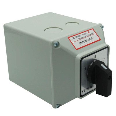 KEYMOO 63A Rotary Changeover Selector Switch with Exterior Box, 2-Way 3NO 3NC, 6