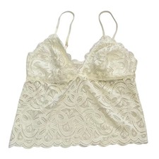 Aerie Ivory Semi Sheer Lace Cropped Camisole / Bralette, Size M