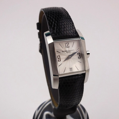 Baume Mercier 65488 Diamant Uhr Damen diamantbesetzte Krone schwarzes Armband