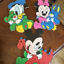 Vintage Disney Wall Decor Nursery Cutouts Set of 3 Micky,Minnie Mouse Donal Duck