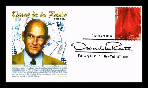 US COVER OSCAR DE LA RENTA FASHION DESIGNER FIRST DAY ISSUE PANDA CACHET