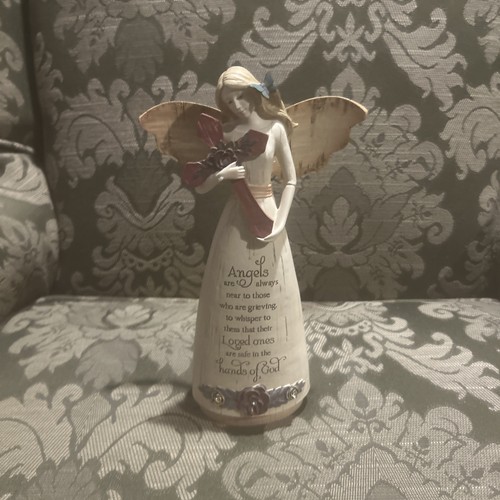 SIMPLE Spirits 02969 Statuina Angelo Simpatia 9 pollici che tiene croce farfalla - Foto 6 di 9
