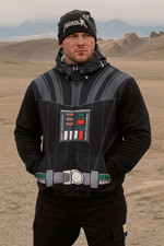 Star Wars Darth Zip Vader Jacket HOODIE Mask Sweatshirt Easy Halloween Costume M