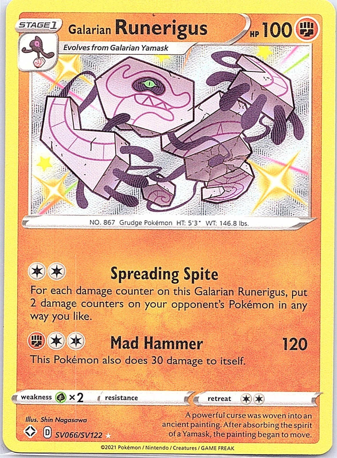 Galarian Runerigus SV066/SV122 Shining Fates Shiny Vault Pokemon Holo NM