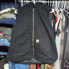 Carhartt Men's Black Full Zip Hooded Vest Relaxed Fit Size L OV3837-W
