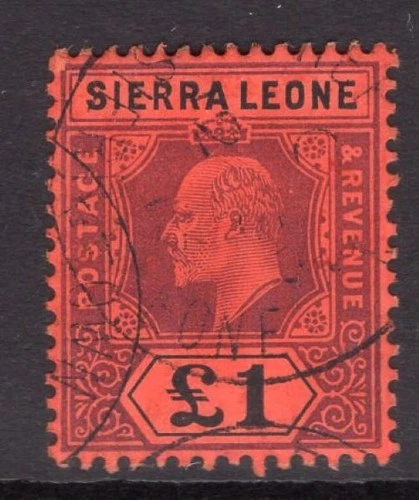 SIERRA LEONE 1907-12 KEVII DEFINITIVE £1 PURPLE & BLACK/RED VERY FINE CDS USED
