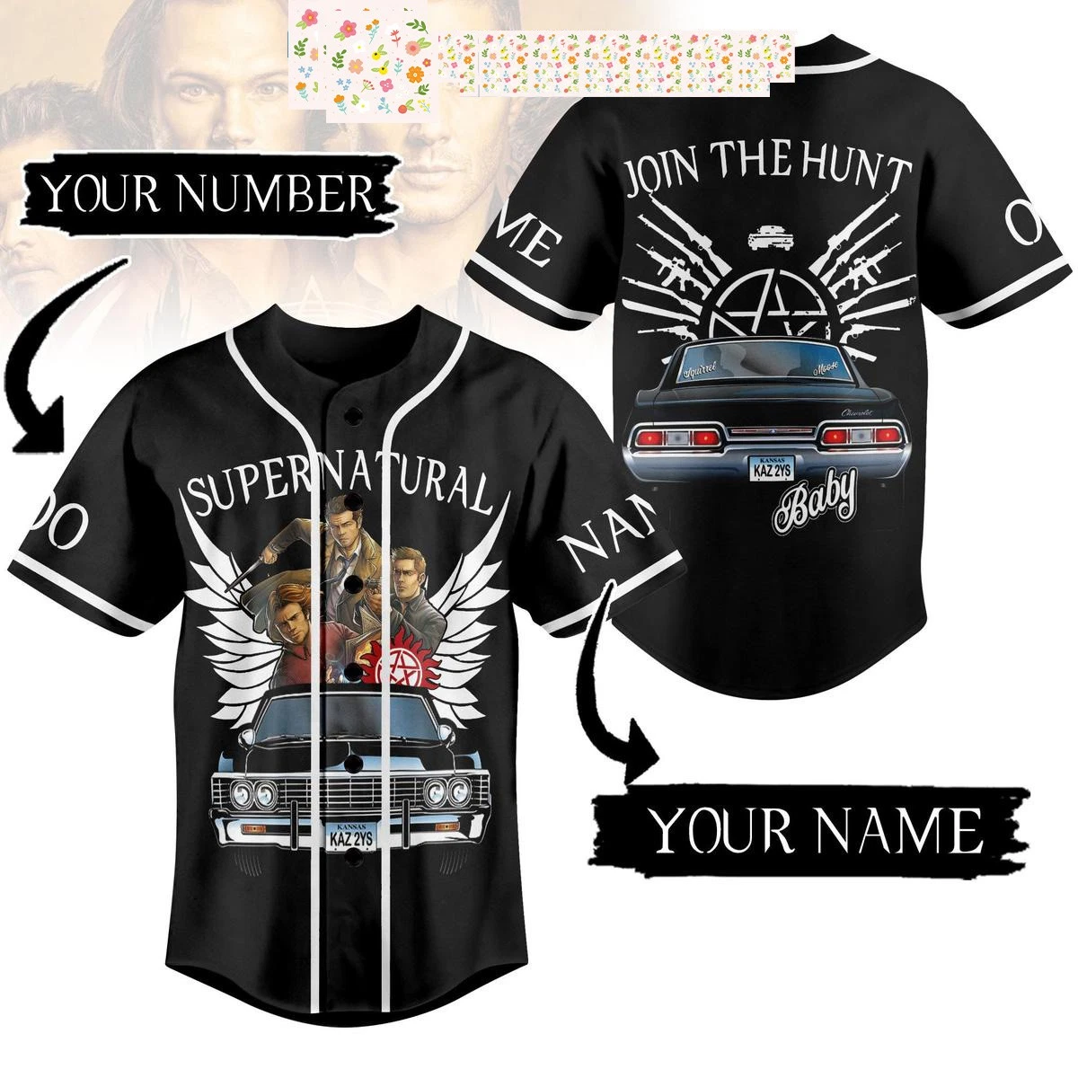 Supernatural Join The Hunt Baby Personalized Baseball Jersey