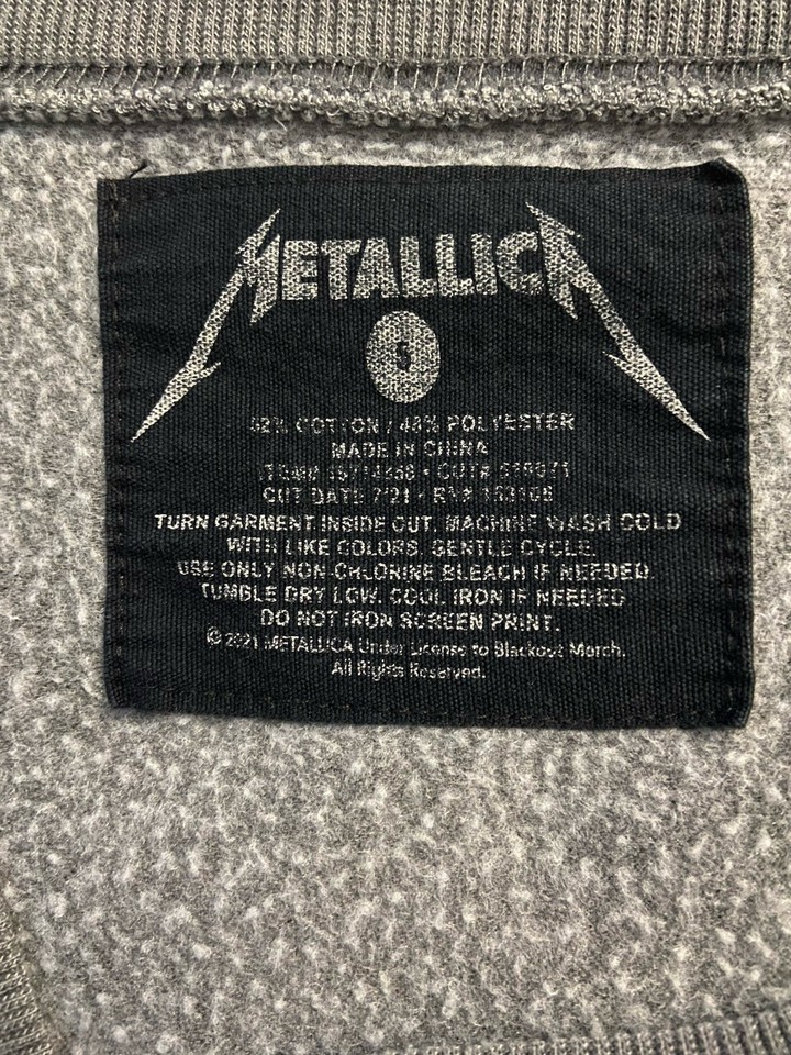 Metallica Sweatshirt Gray Long Sleeve Skull Logo Pattern Size Marked S ...