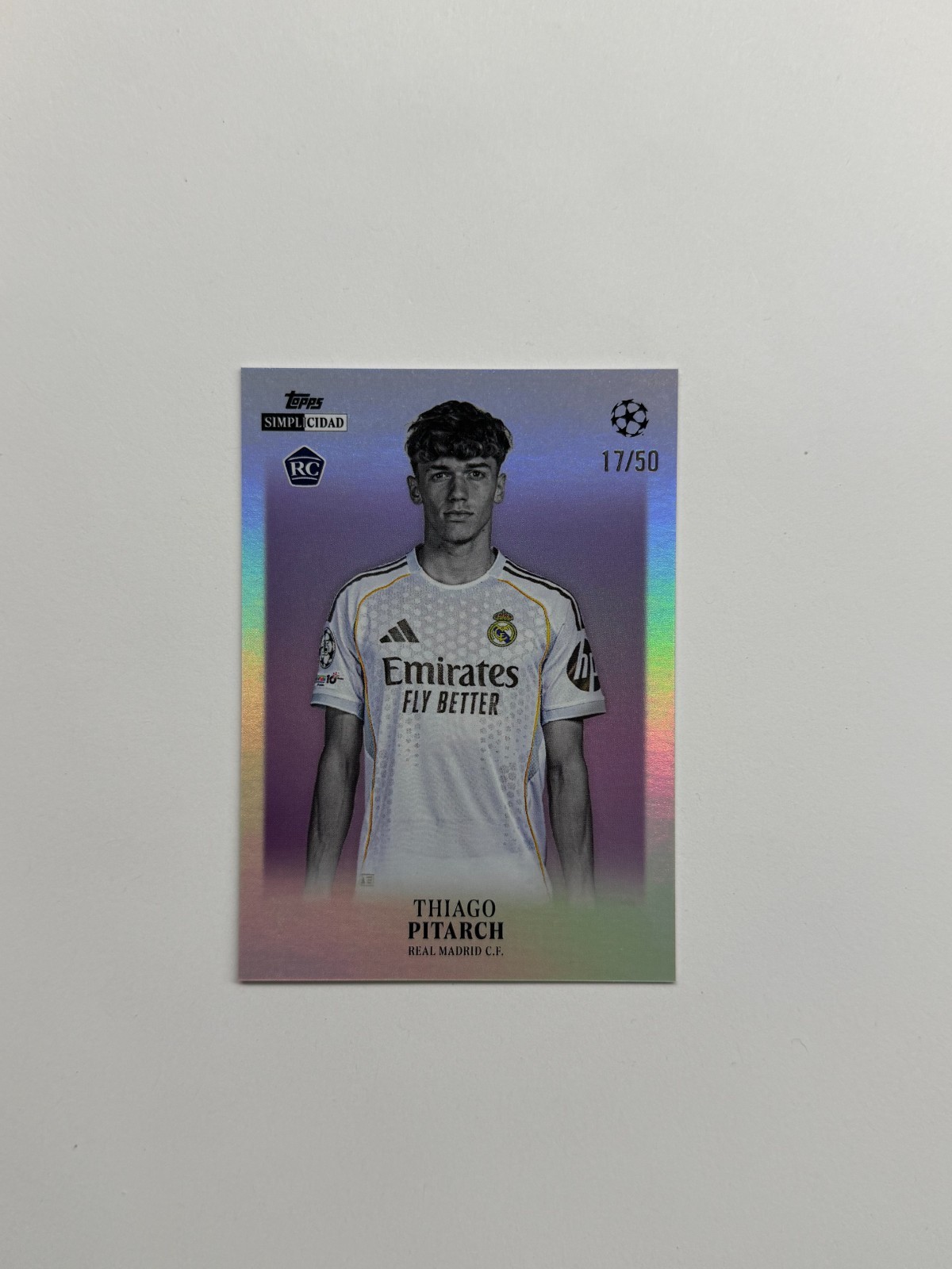2025-26 Topps Simplicidad UEFA Thiago Pitarch Real Madrid RC Rookie Purple 17/50