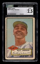 1952 Topps Set-Break #394 - Billy Herman CGC 2.5 GOOD+