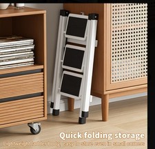 A Collapsible Three-Step Ladder Featuring a PVC Foot Guard; This Versatile Ladde