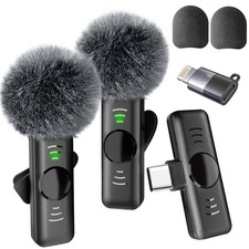 Wireless Lavalier Microphone for iPhone 15/16 Android Older iPhone - 2 Pack...
