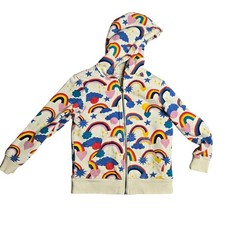Hanna Andersson Rainbow Print Faux Shearling Lined Hoodie Size: 6-7