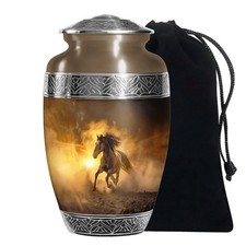Blue Horse Funeral Urn for Ash Adult Male Female, Decorative Gift, 10 Inch