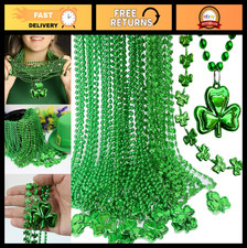 72-Pack St. Patrick's Day Green Shamrock Necklaces - Metallic Party Favors, Iris