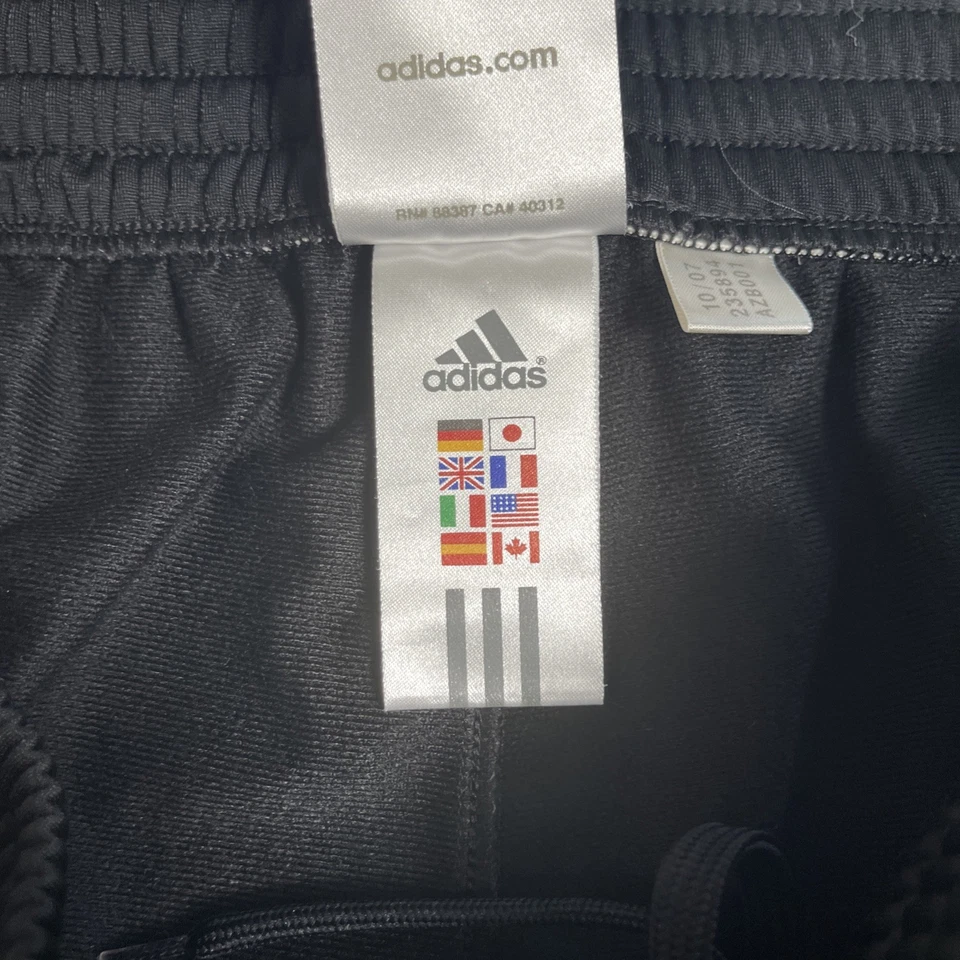 Pantalones de chándal Adidas de colección para hombre XL negros blancos a rayas holgados pierna ancha 20" abiertos Y2K Foto 4 de 4