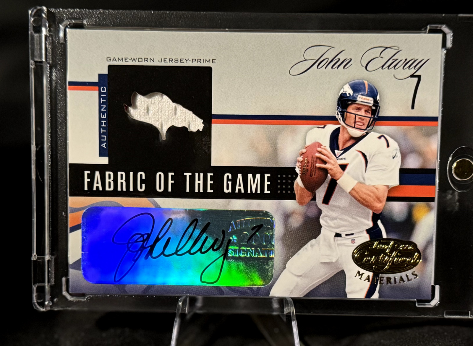 2006 Leaf Certified John Elway AUTO Game Worn Patch 1/5 Broncos HOF SSP GAME-WOR view 1