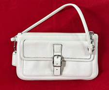 Vintage Coach Hamptons White Leather Wristlet W/ Silver Hardware  Hangtag