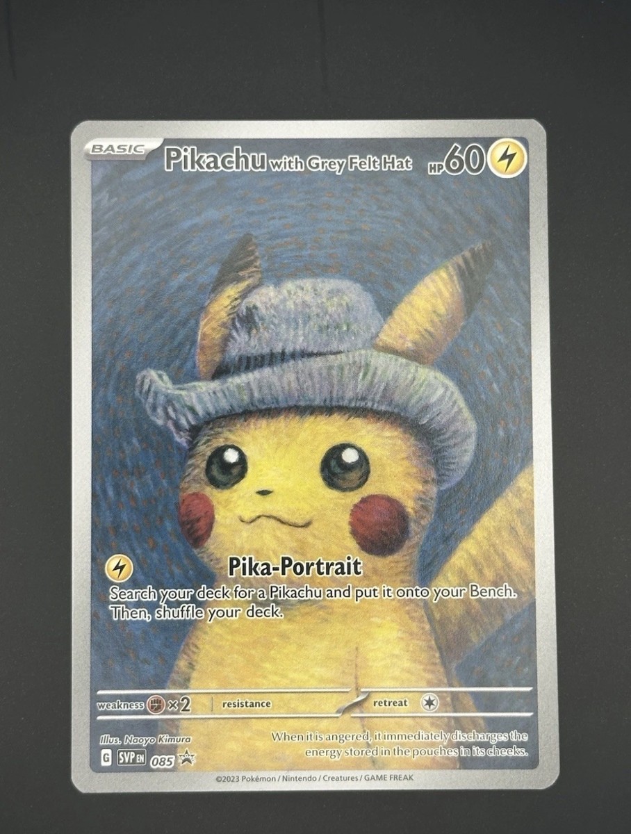 Pikachu With Grey Felt Hat #85 Pokemon Promo | eBay