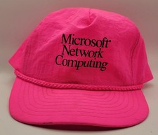 Vintage Neon Pink Microsoft Network Computing Ad Hat Strapback