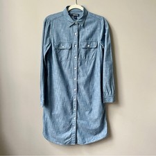 Lands' End Dress Women's 4 Blue Chambray 100 Cotton Classic Preppy Midi Coastal