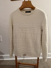 Nautica Crewneck Fishermans Sweater Ivory Men's Large Pullover