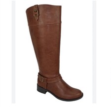 Soda Women's Faux Leather Zipper Knee-High Boots Tan/Brown Size 10 M