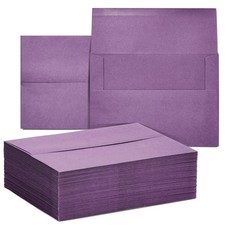 100 Pack Purple Envelopes 5x7, A7 Size for Greeting Cards, Mailing, Wedding I.
