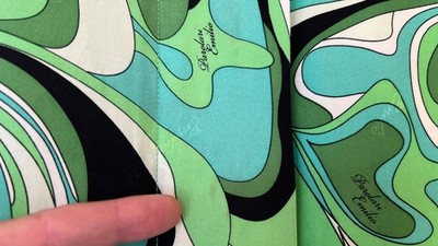 Emilio Pucci Parolari Dress Coat RARE green Geometric Vintage Sz
