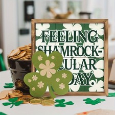 St Patricks Day Gift Wooden Plaque Feeling Shamrockular Design For Friends Decor