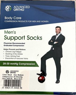 Advanced Ortho Men's Support Socks 30-40mmHg, (Size: M) Black, Never worn