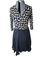 Diane Von Furstenberg Julian Two Henlow Birch Print Wrap Dress Black Silk Bottom