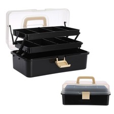 BTSKY 3-Layer Plastic Dividing Storage Box Craft Organizer and Black Beige