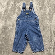 OshKosh B Gosh Size 12 Months 80's Blue Denim Overalls USA Vintage Vestbak