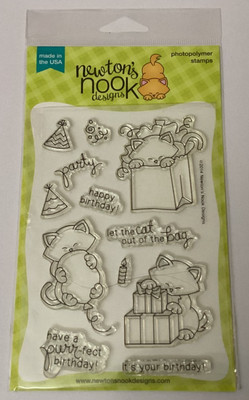 Newton's Nook Birthday Bash cat present gift party bag hat photopolymer set