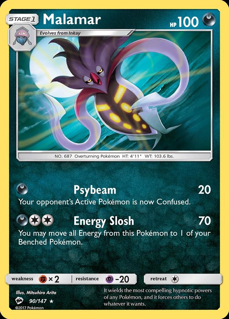 Pokemon Malamar (90/193) Burning Shadows LP REVERSE HOLO