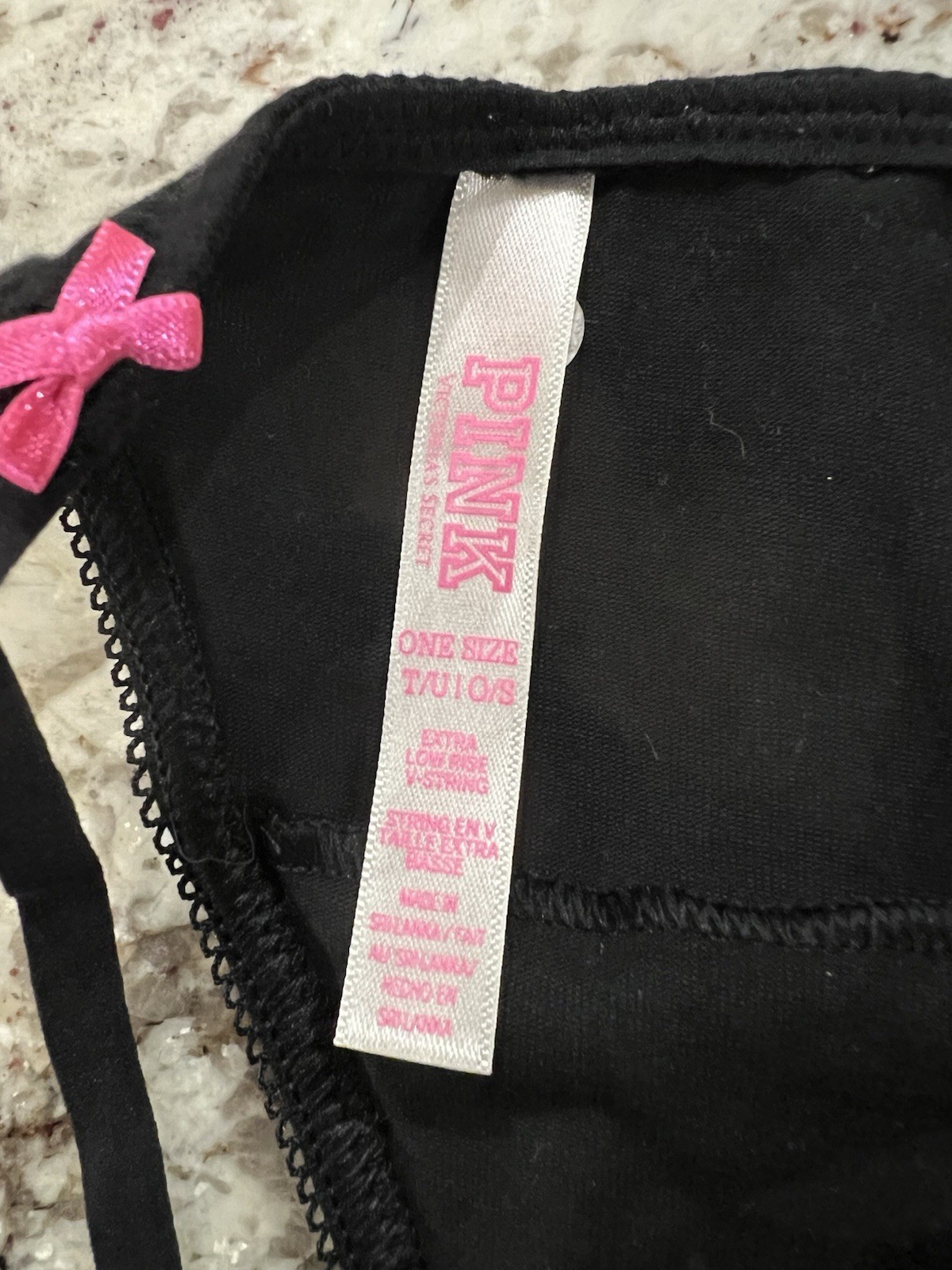 True Vintage Victoria's Secret PINK Lace Back Low Rise V-String Panty One Size