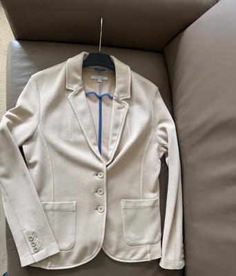 Comma Blazer Damen Business Jacke Kostümjacke Gr. EU 40 Baumwolle Beige
